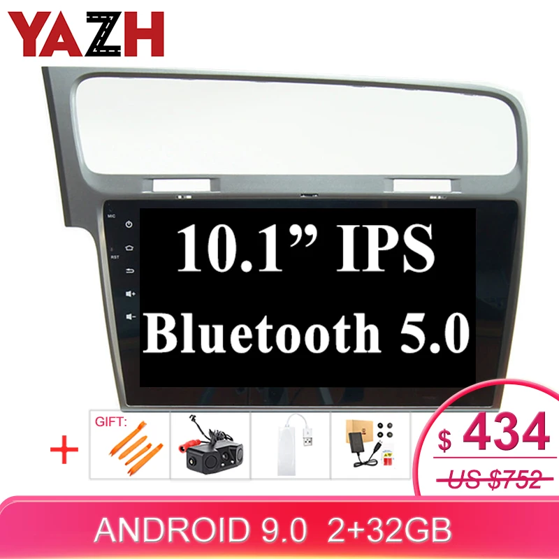 YAZH 1 Din Android 9 0 Авто Радио 2 ГБ 32 для Volkswagen Golf 7 с 10 1-дюймовым IPS 1024*600 HD экраном/Bluetooth 5 |