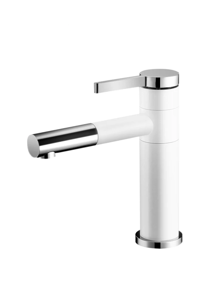 

Draw-type Basin Faucet Cold and Hot Washbasin Black and White Household Toilet Retractable Basin Faucet Hot Cold Faucet