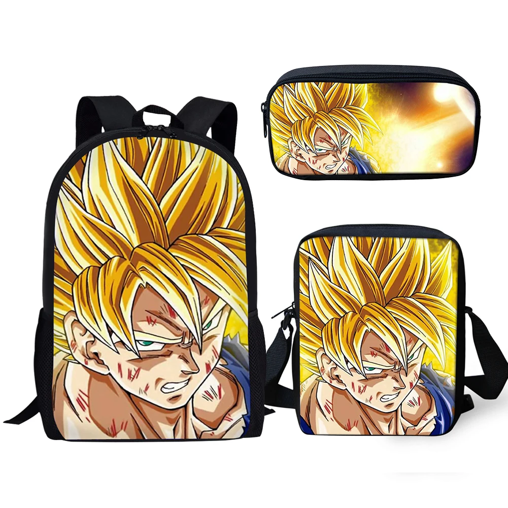 

Boys Dragon Ball Pattern School Bags 3PCs/Set Backpack Travel Shoulderbag Teenagers School Supplies Pen Purse Pencil Case