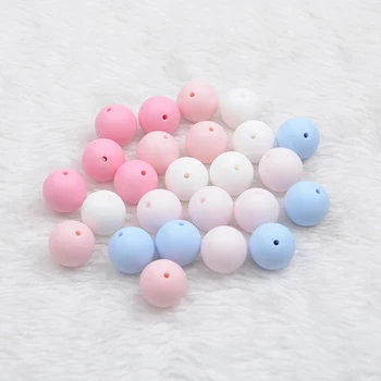 

Baby Teethers care 30pcs/lot Silicone Beads Baby Teether 15mm Baby Teething Beads For Pacifier Chain Silicone Teether BPA Free