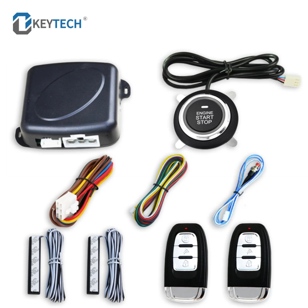OkeyTech Universal 12V Auto Car Alarm One Start Stop Button Engine Push Button Keyless Entry System Remote Control Starter Stop afbeelding