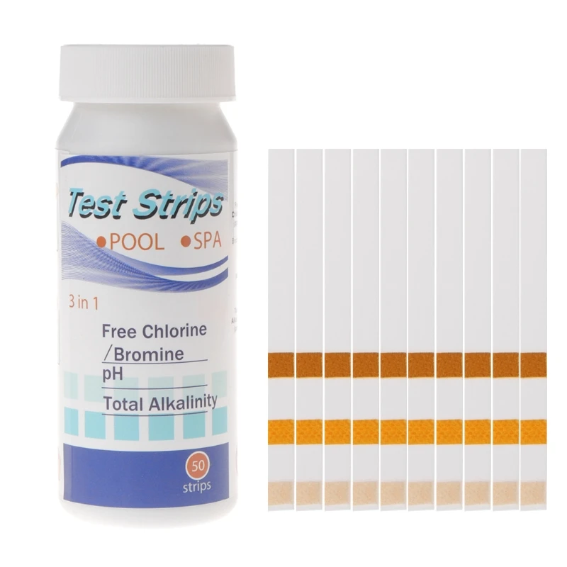 

50pcs Water Test Strips 3 in1 Swimming Pool Spa pH Chlorine Alkalinity Bromine