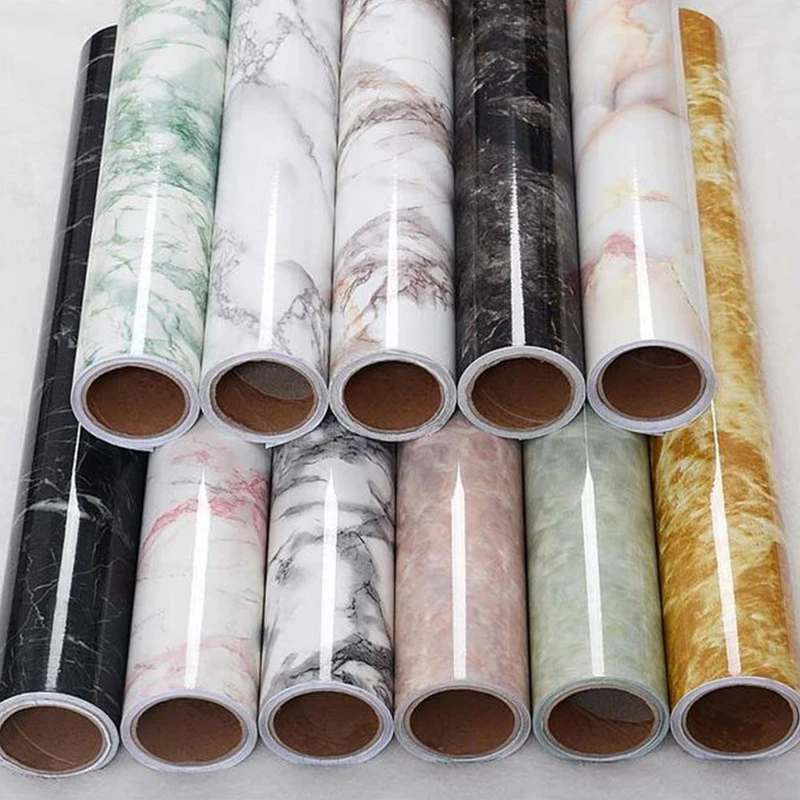 JX-LCLYL Self Adhesive Marble Effect Contact Paper Film Wall Covering Peel-Stick Decor