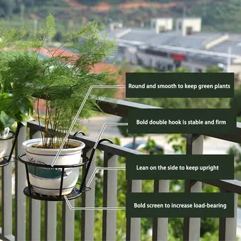 

Balcony flower stand small flower basket European style wrought iron railing flower pot stand window sill plant wall mount 02
