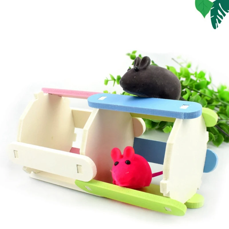 

Self Assembly Hamster Toy Roller Rainbow Wood Exercise Sports Colorful Small Pet Tunnel