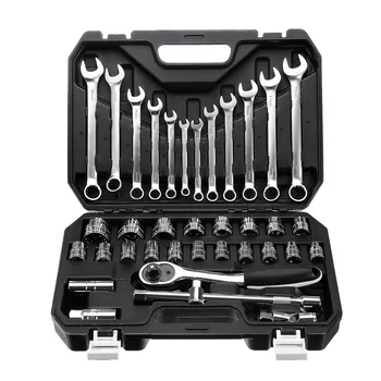 

37pcs Professional Car Repair Hand Tool Set General Tool Kit with Plastic Toolbox Storage Case Socket Wrench for Repair Tools