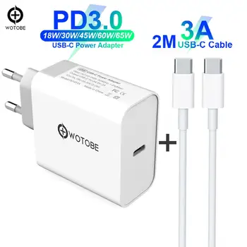 

USB C Power Adapter PD/QC3.0 65W/60W/45W/30W/18W TYPE-C Wall Charger,For USB-C Laptops/MacBook/iPad/iPhone/Samsung (USB-C cable)