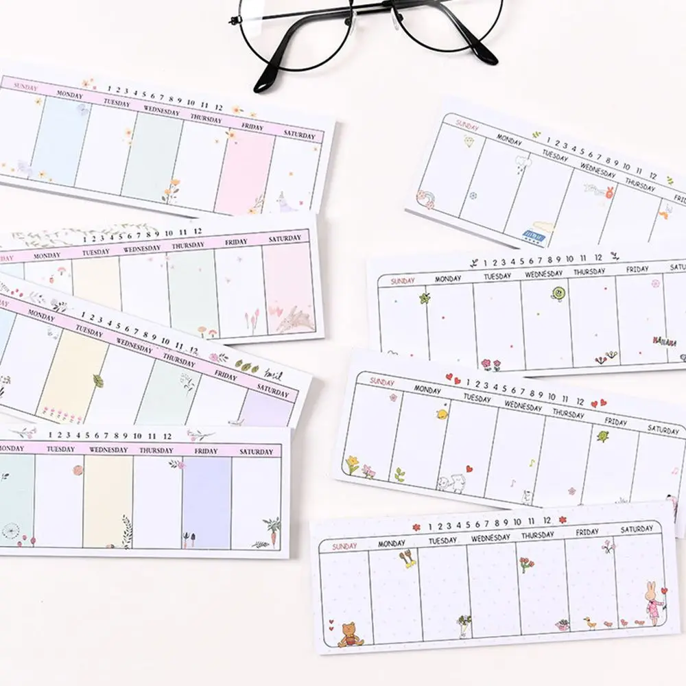 

Cute Kawaii Weekly Planner Agenda Schedule Memo Pad Sticky Notes Bookmark Post it Label School Office supply