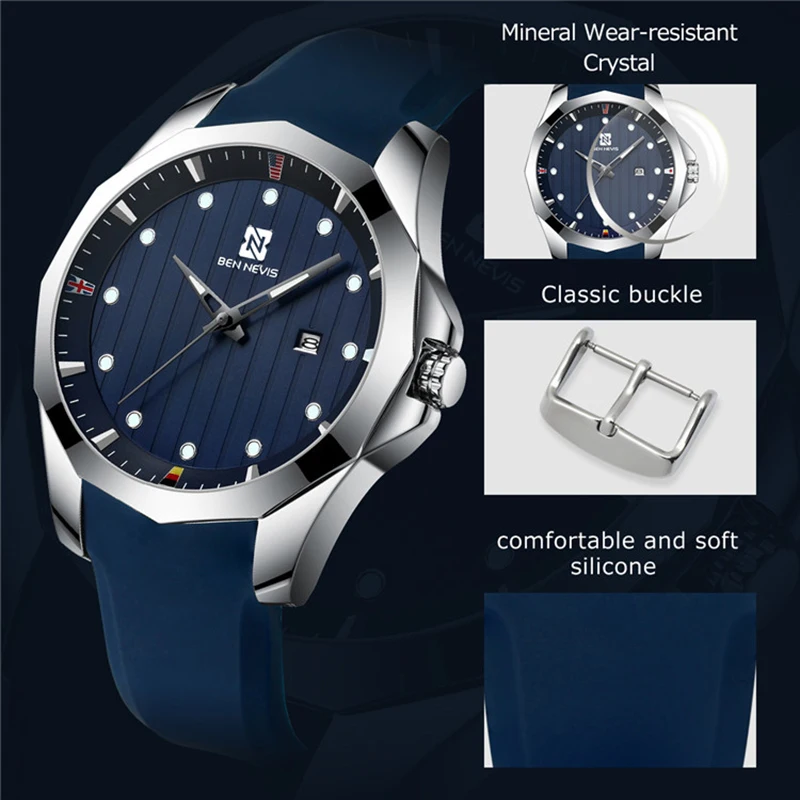 Часы Relojes мужские модные спортивные кварцевые деловые