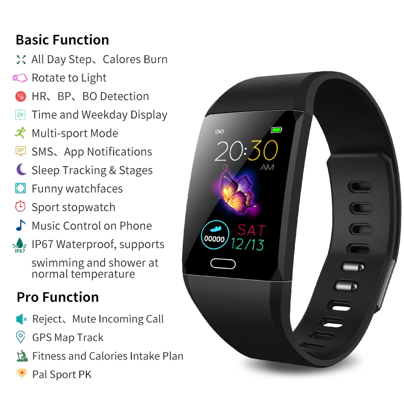 IT110Plus Smart Watch High Ventilated Strap Heart Rate Waterproof IP67 with Phone Reminder Heart Rate Exercise Strap for Android