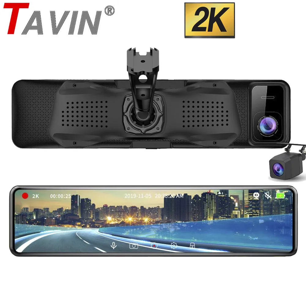 Автомобильный видеорегистратор TAVIN 12 &quot2K 1440P Sony IMX335 с зеркалом заднего вида HD