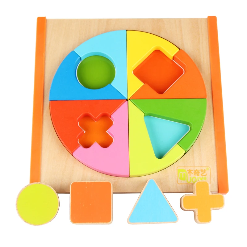 

Children's wooden assembled digital original wood / round geometric matching board toy blocks set early education cognitive toys