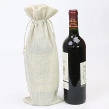 20 шт Золотой Шелковый льняной мешок для бутылки Свадебные Рождественские вечерние Набор для бутылки шампанского Подарочный мешок на шнурке