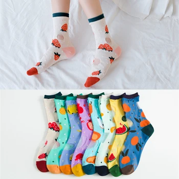 

Novelty Socks Women's Socks Casual Fashion Cotton Cartoon Fruit Strawberry Banana Orange Lace Breathable Korean Fashion Cute Hot