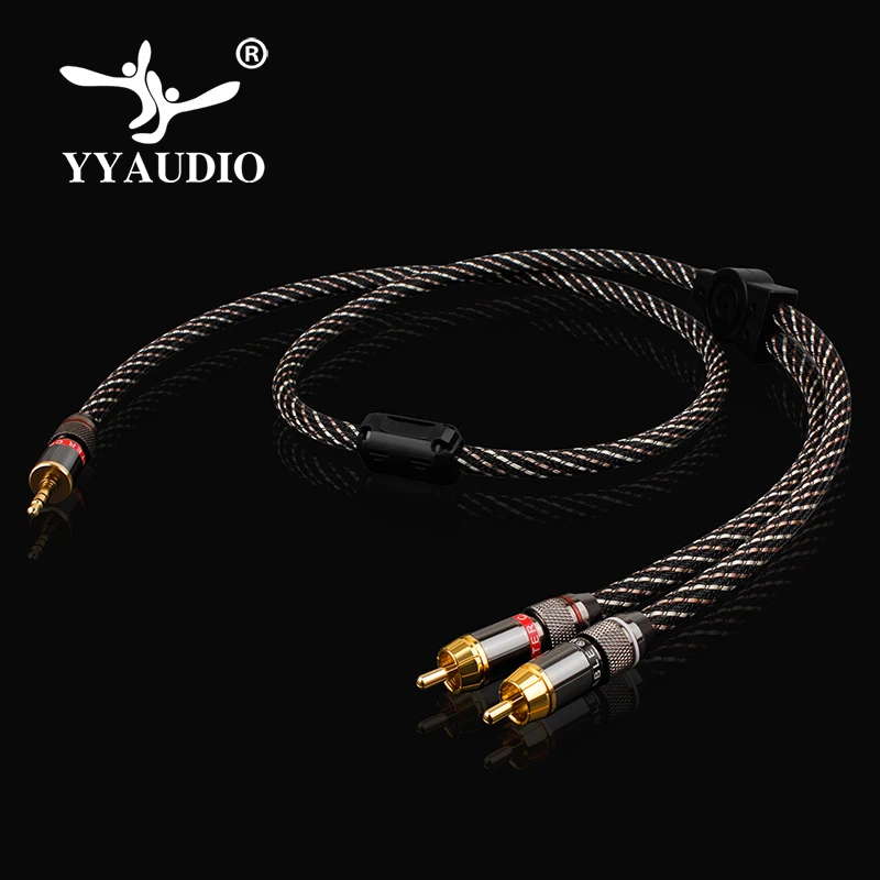 High-Quality Braided 3.5mm to Dual RCA Audio Cable (1m, 2m, 3m)