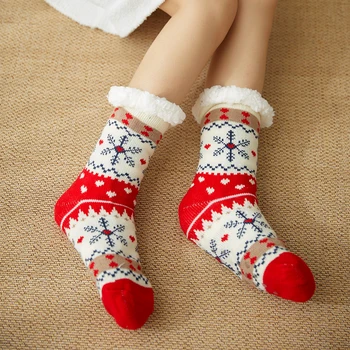 

Winter Christmas Sock Print Cute Women Winter warm Socks Thick Socks Non-slip Home Floor Christmas Gifts Cartoon Carpet Socks