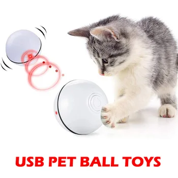 

Smart Interactive Cat Toy USB Rechargeable Led Light 360 Degree Self Rotating Ball Pets Playing Toys Motion Activated Pet Ball