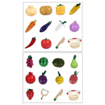 

12 Pcs Magnetic Wooden Fruit/Vegetable Combination Cutting Toy Set for Children D08C