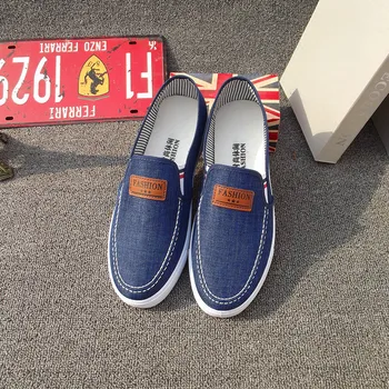 

Spring and autumn casual canvas shoes men's breathable denim shoes low to help students kick men's single shoes