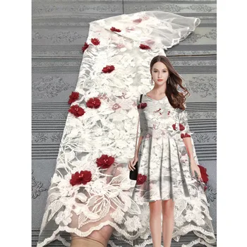 

3D flower beaded multi-color African mesh lace fabric For Wedding Party Dress 2020 high quality french net tulle lace fabric