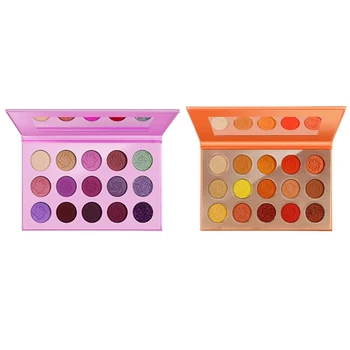 

De'Lanci 2 Pcs Makeup Eyeshadow Palette Eye Shadow Palette Rainbow Neon Make Up Palette-Orange & Purple