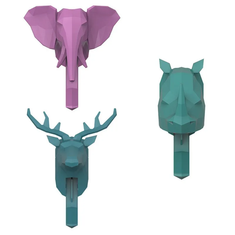 

Elephant Rhinoceros Deer Head Animal Self Adhesive Clothing Display Racks Hook Coat Hanger Cap Room Decor Wall Bag Sticky N06