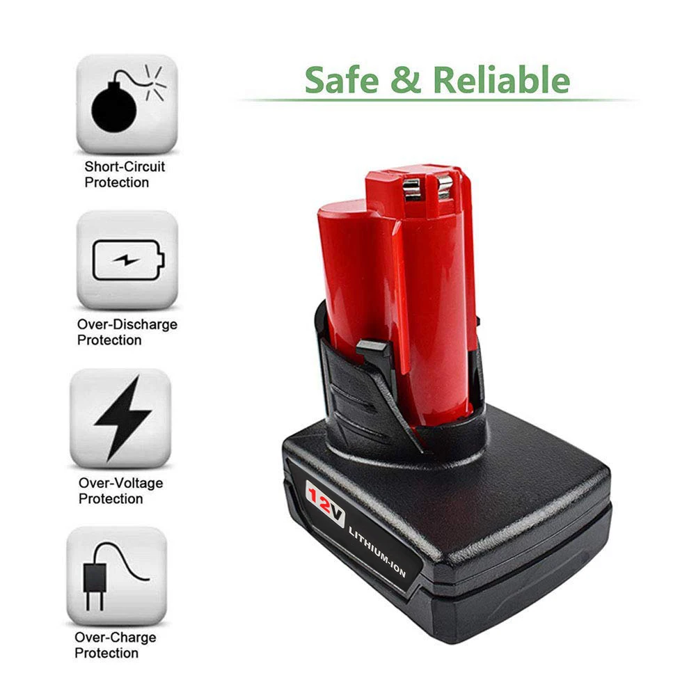 

VANON For MILWAUKEE M12 12V 4000mAh Li-ion Replacement Battery XC 4.0Ah Max Lithium Ion Power Tool Cordless 48-11-2440