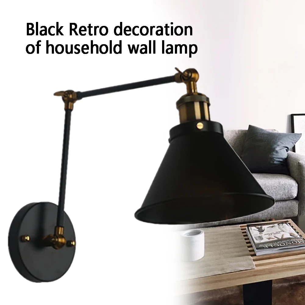 

Retro Decorative Sconce Long Arm Restaurant Office Wall Lamp Living Room Adjustable Swing Industrial Bar Home Cafe Night Black