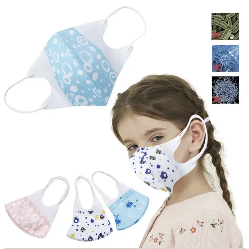 

3Pcs/Set Kids Disposable Dustproof Mouth Mask 4-Layers Protective Breathable Elastic Earloop Respirator 5-12 Years Old