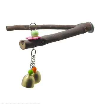

Parrot toy bird toy banded log two-pointed tree branch six-leaf flower copper bell decoration tree branch bite-resistant