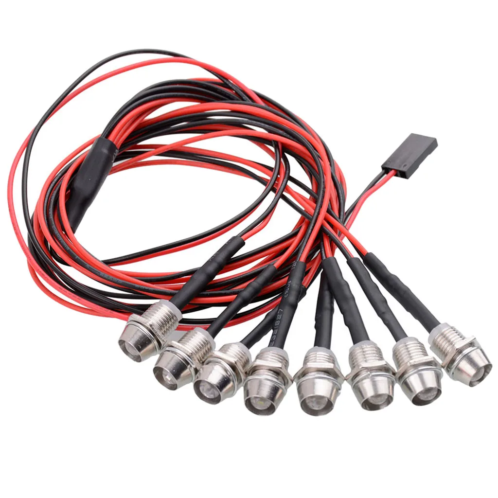8pcs 5mm LED Light ,Headlight Kit, for 1/5 ,1/8 ,1/10 ,1/12 ,1/16 ,RC Car Truck Model ,White LED ,Red LED Lights