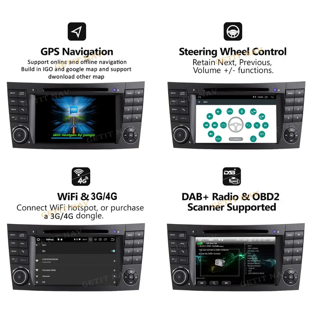 Excellent DSP Chip Android 9.0 Car DVD Multimedia Player for Mercedes/Benz W209 W463 W219 W211 with Radio,2 Din Car Stereo Radio head Unit 2