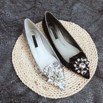 

Bling Loafers Women Flat Shoes Woman Sequin Sapato Feminino Leather Ladies Shoes Crystal Buty Damskie Fashion Zapatos De Mujer