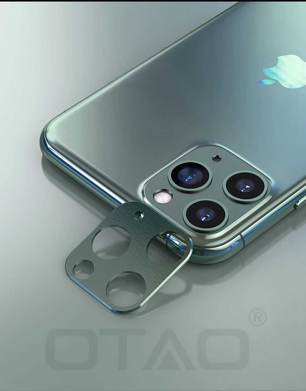 OTAO Защитная пленка для экрана объектива камеры для iPhone 11 Pro Max, пленка из закаленного стекла, полное покрытие, металлическое защитное кольцо, пленка для объектива телефона
