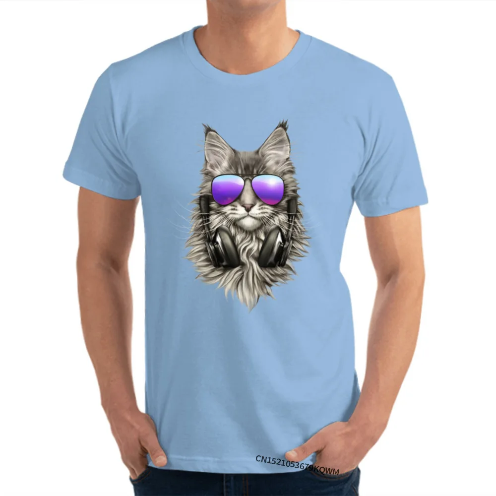  Personalized Summer/Autumn 100% Cotton O Neck Men's Tops Shirts Fashionable Tops Shirt Oversized Short Sleeve T-Shirt maine coon 54 light