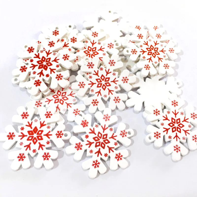 10Pcs 5cm Wooden Chistmas Tree Pendant Ornament New Year Christmas Party Decoration Noel Craft Gift Hanging Supplies - Цвет: 16