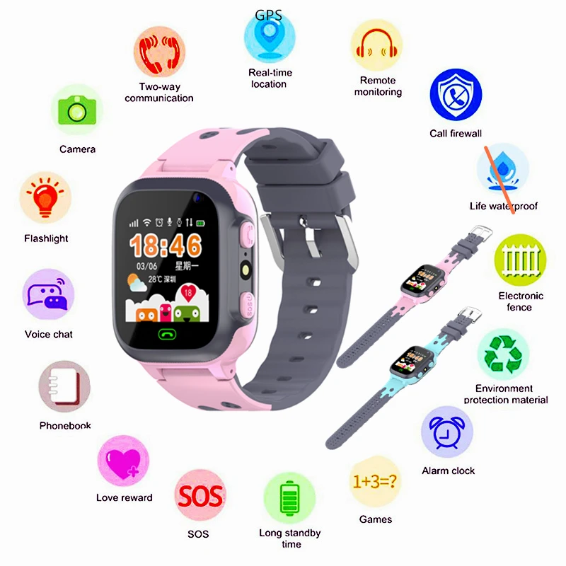 

GPS Kid Phone Baby Smart Watch Android Ios Not Waterproof Spanish Russian Language SIM Children SOS Smartwatch Touch Bracelet