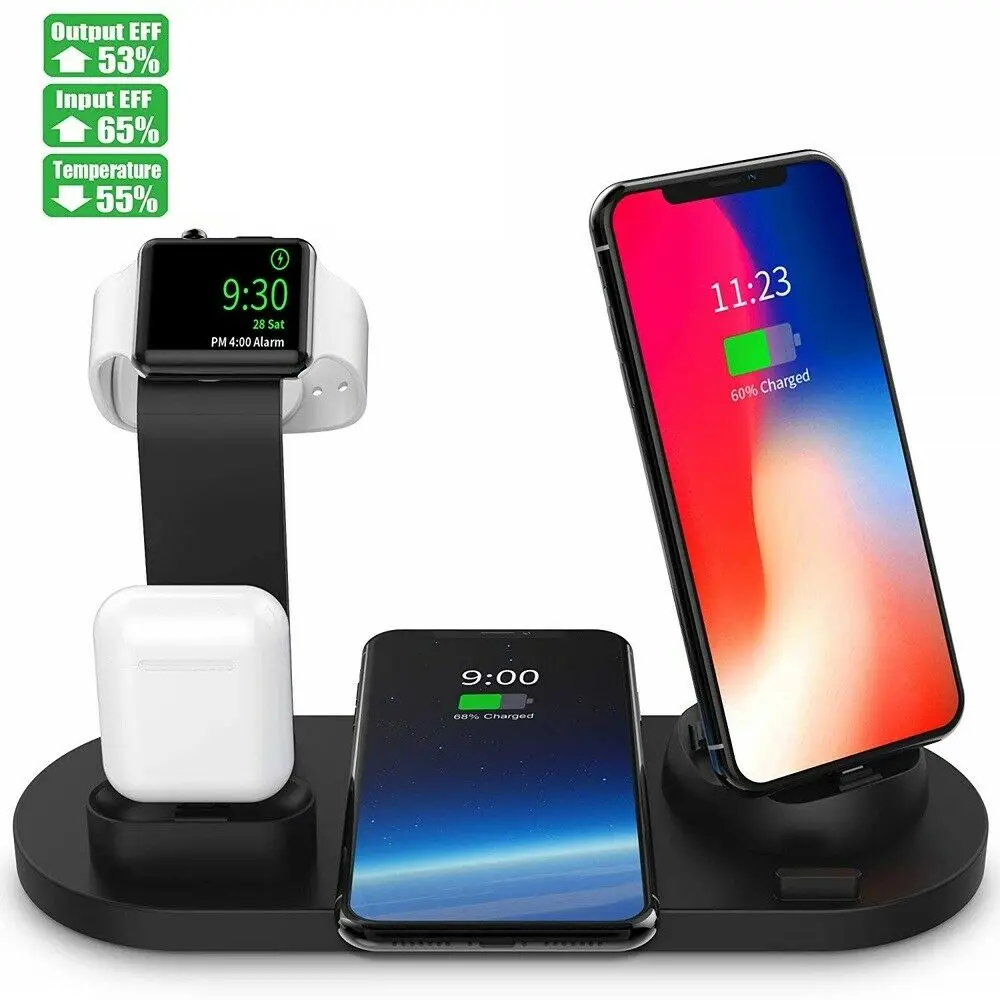 3 in1Qi быстрая Беспроводная зарядная док-станция Тип с для смартфона Apple Watch Airpods
