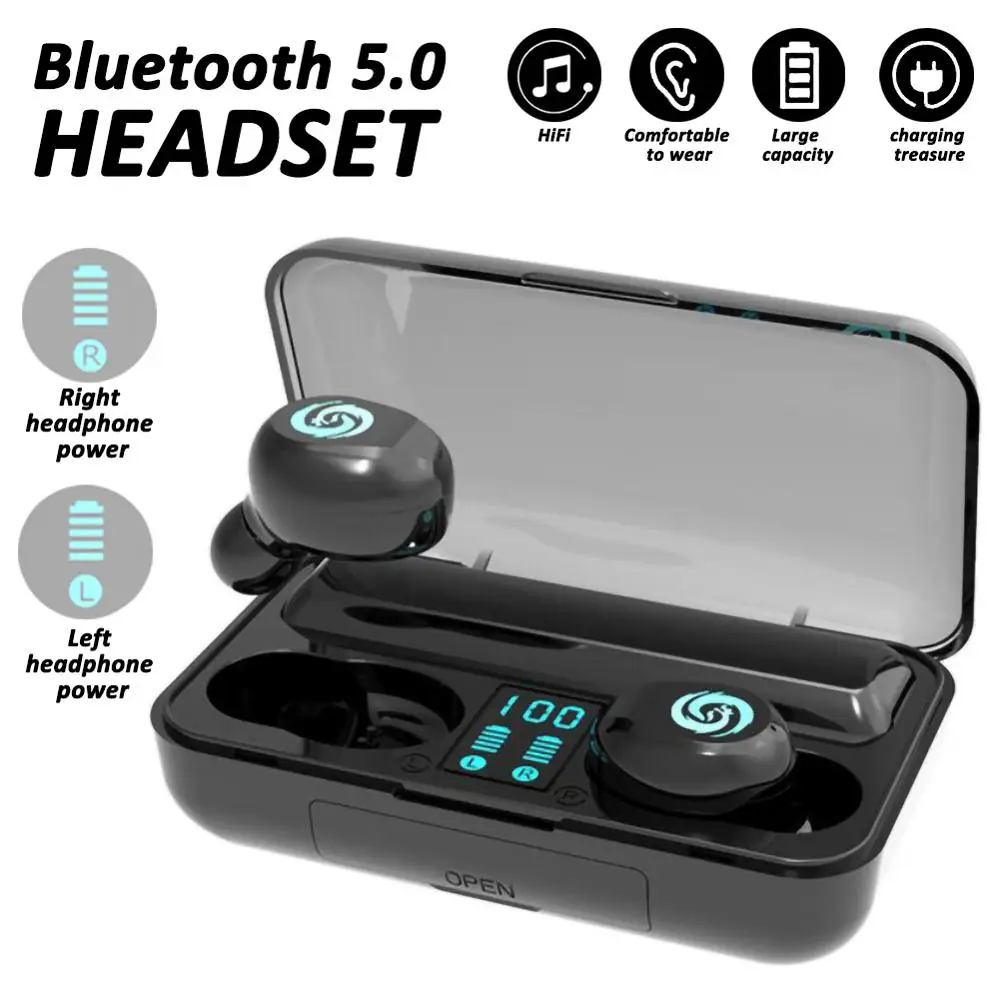 Новинка 5 0 Bluetooth наушники 8D стерео беспроводные водонепроницаемые гарнитура с