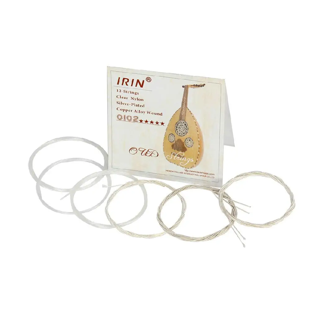 IRIN Udchenko Oud Lute Strings 10/11/12 Strings Set Transparent Nylon & Silver-Plated Copper Alloy Wrapped Strings