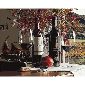 

YANXIN DIY Frame Wine DIY Painting By Numbers Kit Modern Wall Art Picture Oil Paint By Numbers Home Decor On Canvas 3381