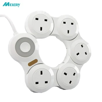 

Desktop Power Strip Flexible Rotary Movable Outlets 5 Way UK Plug Electric Socket 10A with Indicator Light 1.8m Extension Cord