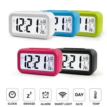 

Digital Backlight LED Display Table Alarm Clock Snooze Thermometer Calendar Time Desk Clock