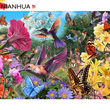 

Diamond Mosaic Butterfly Hummingbird Animal World Picture Children's Toy 5D DIY Mural Embroidery Round Square Home Decoration