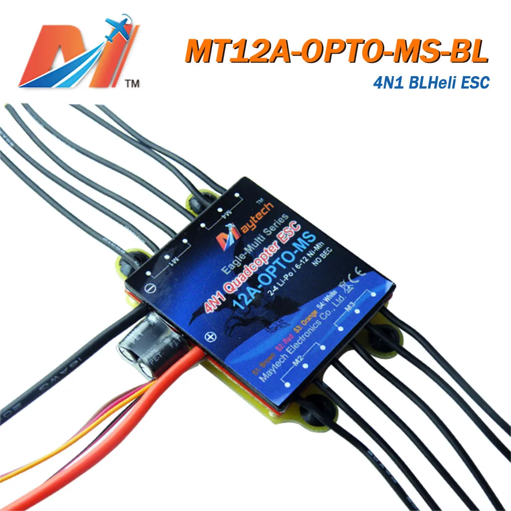 Maytech распродажа бесщеточный dc контроллер двигателя 12A 4 в 1 BLHeli прошивка ESC для rc Квадрокоптер Дрон