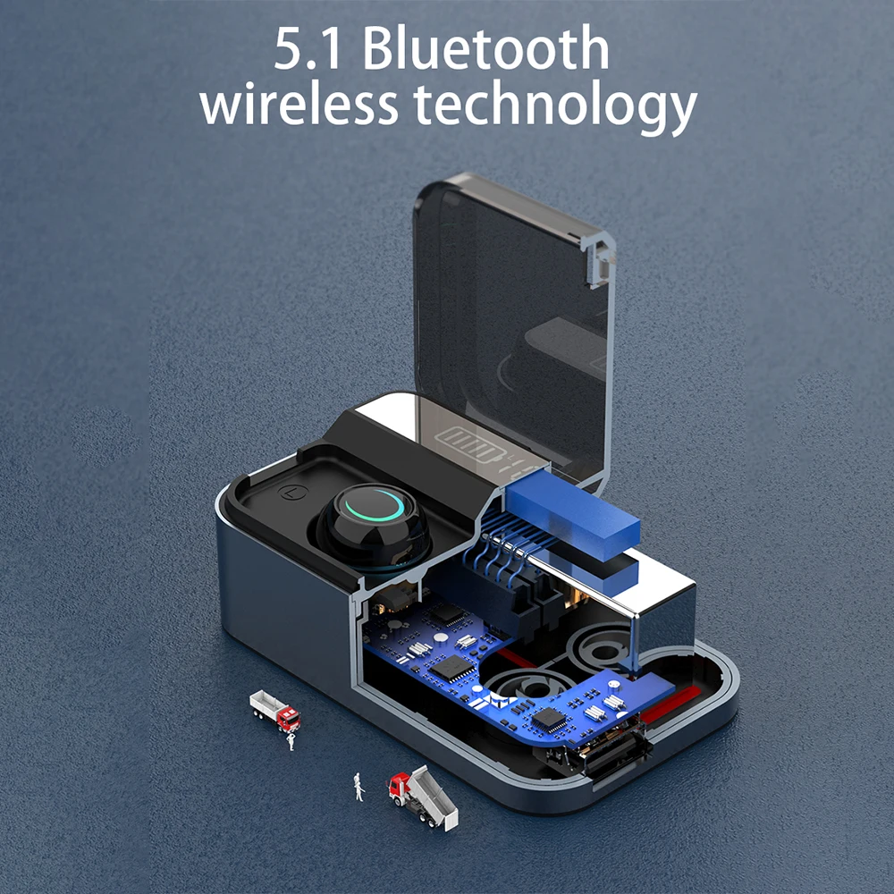 TWS Bluetooth гарнитура 5,1 Беспроводная бинауральная цифровая спортивная водонепроницаемая гарнитура зарядная коробка 1700 мАч G09