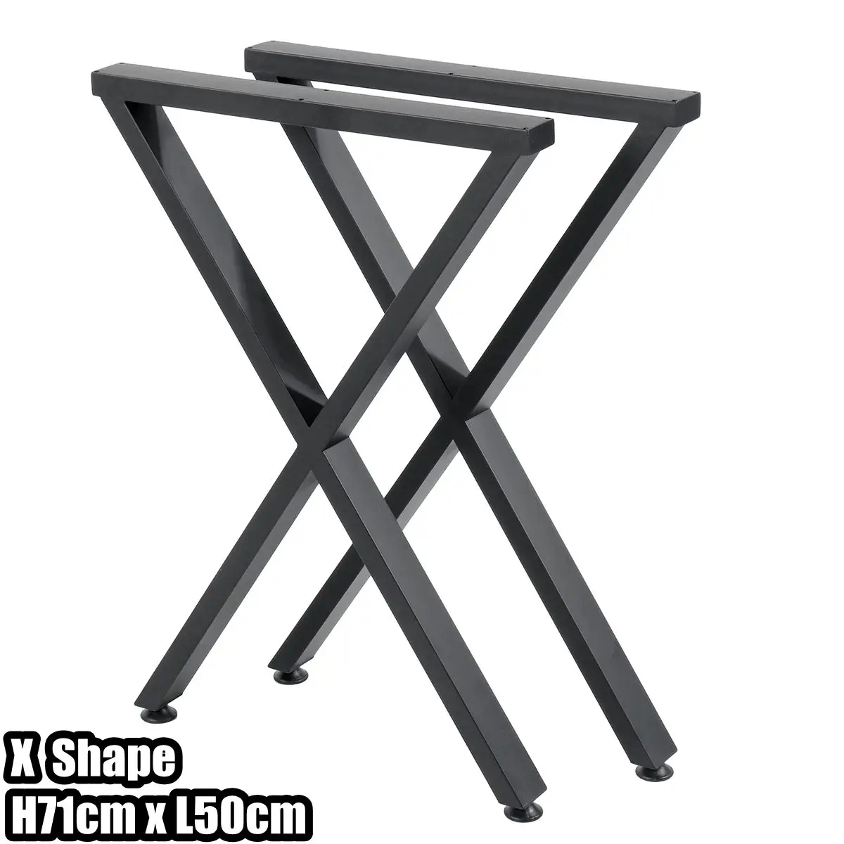 2x Industrial Steel Table Legs With Non slip mat Black Metal Iron Table