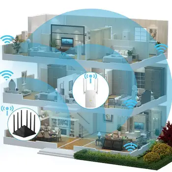 

AC1200Mbps repeater 2.4GHZ&5.8GHz wireless router signal wireless amplifier V5Z0