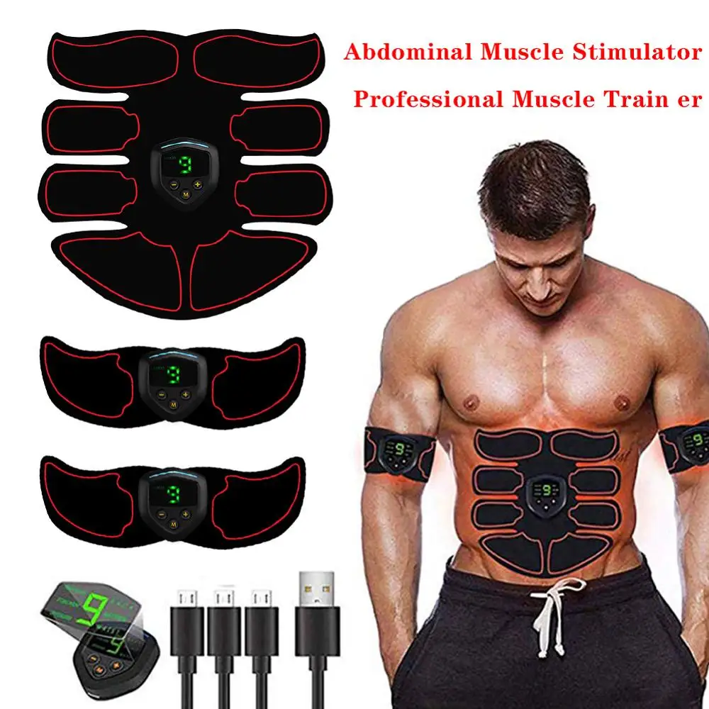 

8 Pcs EMS Abdominal Muscle USB Intelligent Digital Display Fitness Stickers Abdominal Muscle Lazy Fitness Equipment