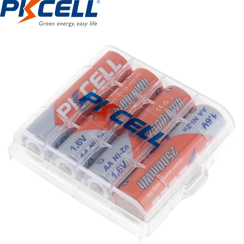 Caixa de Case Bateria e 2 Pces Pkcell Nizn Bateria 1.6v 2500mwh Recarregável 2a Baterias Guardar 8 - aa - Image 4